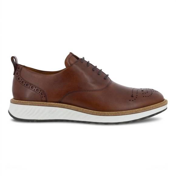 NEW ECCO men's st 1 hybrid oxford wing shoe in cognac